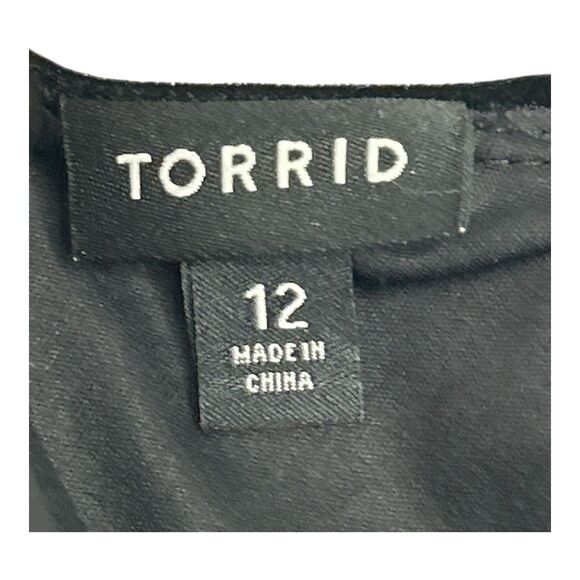 Torrid Black Velvet Surplice Dress A-line Sleeveless V-neck Party Prom Size 12 - Picture 5 of 16